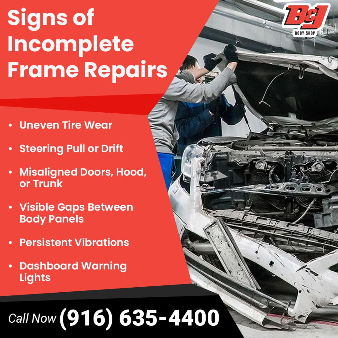 Signs of incomplete frame repairs